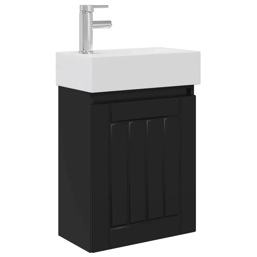 Meuble de salle de bain avec robinet Noir 45,5 x 25,5 x 84 cm - 2