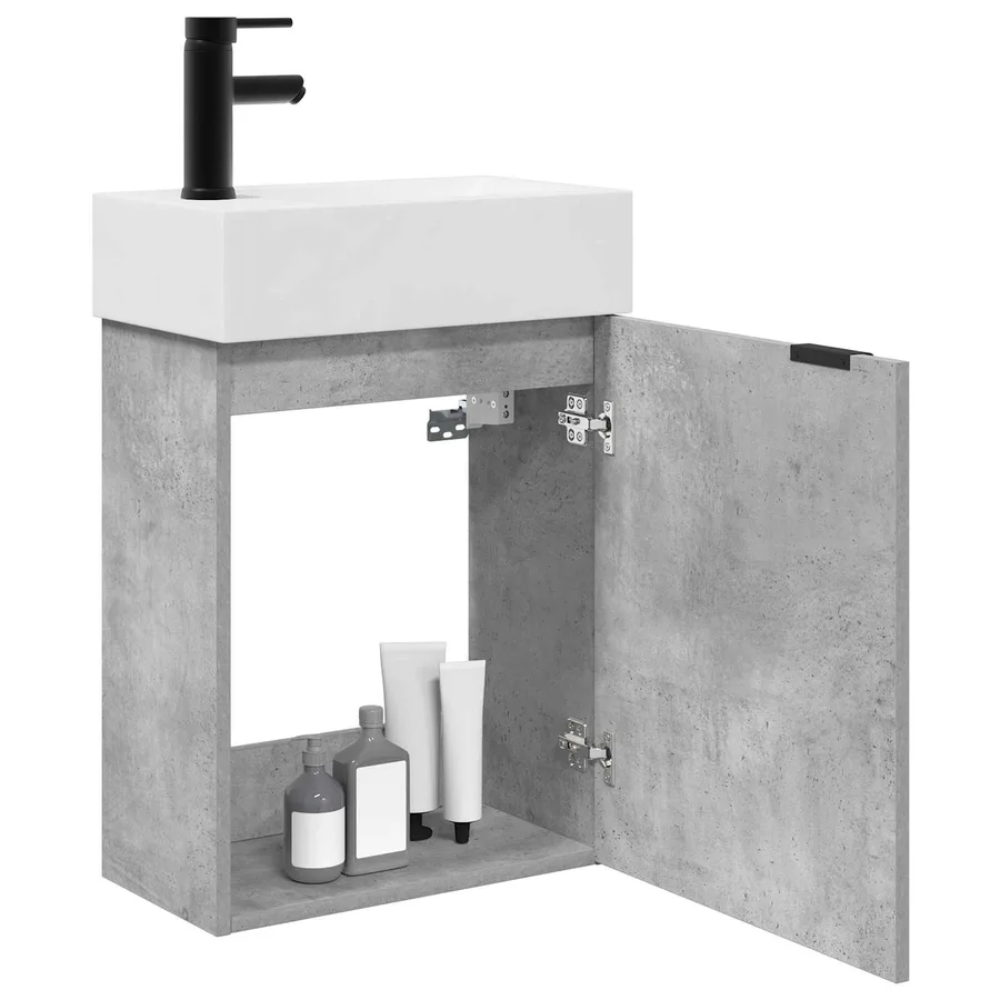 Meuble de salle de bain avec robinet Gris béton - 3