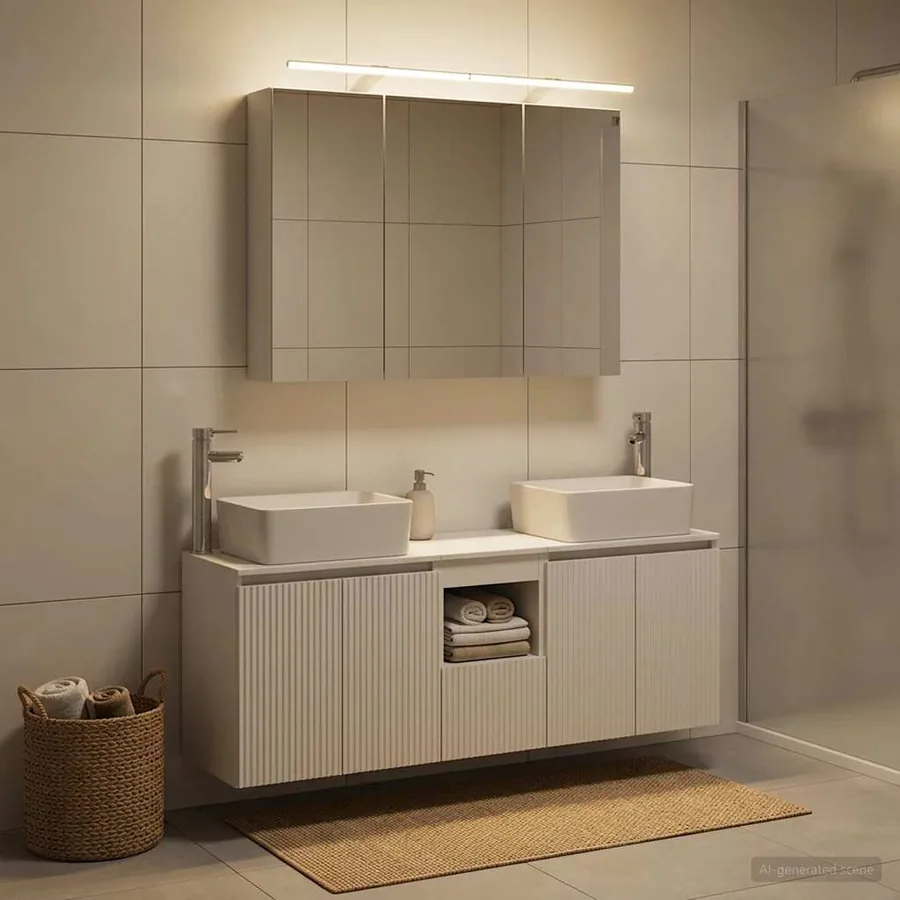 Ensemble d'armoire de salle de bain 4 pcs Blanc