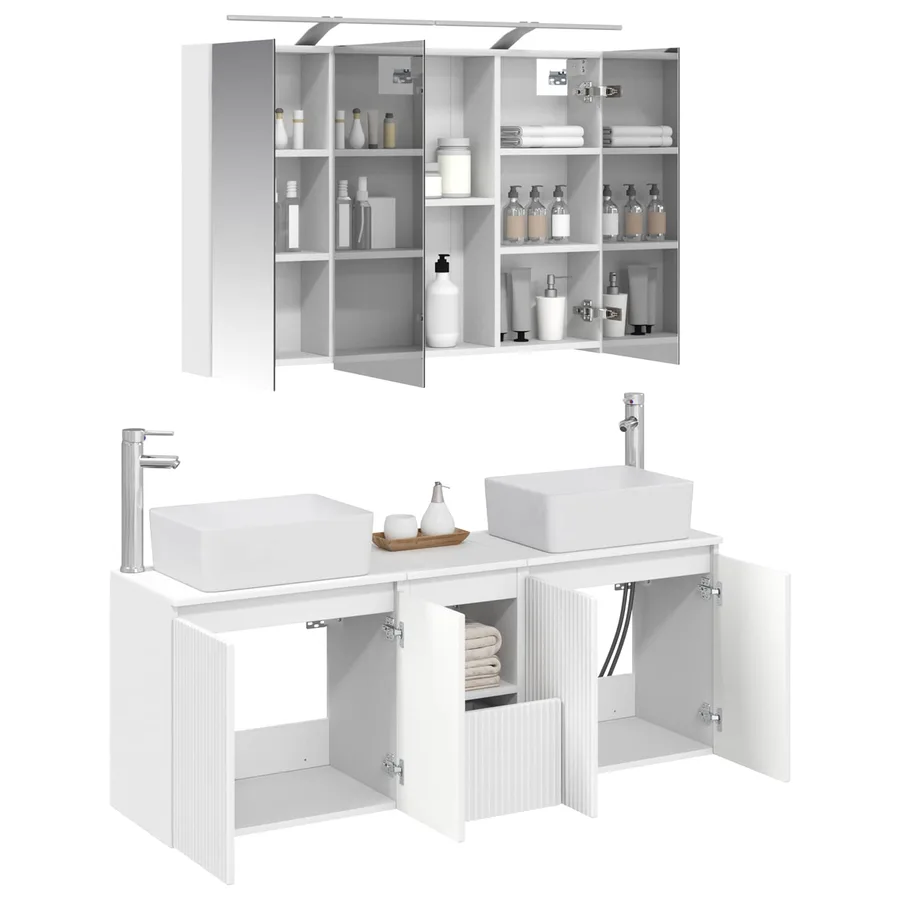 Ensemble d'armoire de salle de bain 4 pcs Blanc - 3