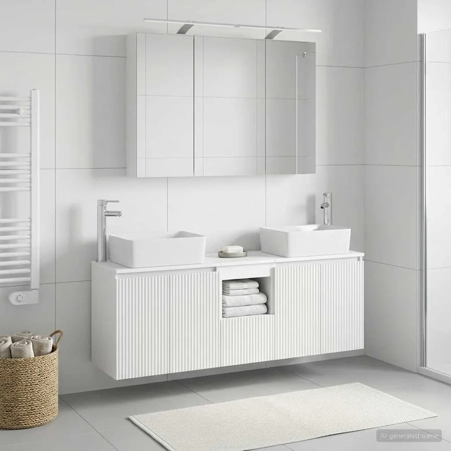 Ensemble d'armoire de salle de bain 4 pcs Blanc - 4