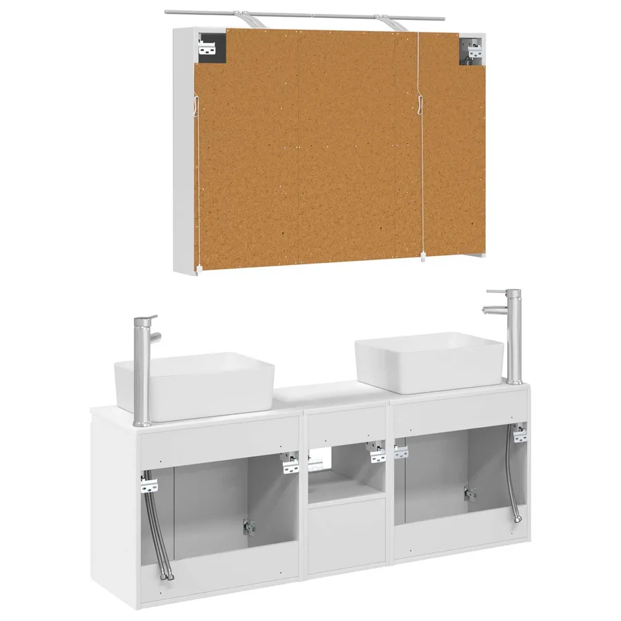 Ensemble d'armoire de salle de bain 4 pcs Blanc - 9