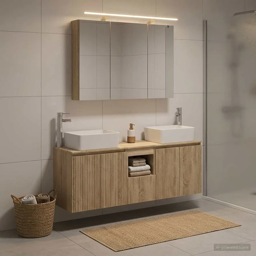 Ensemble d'armoire de salle de bain 4 pcs Chêne Sonoma