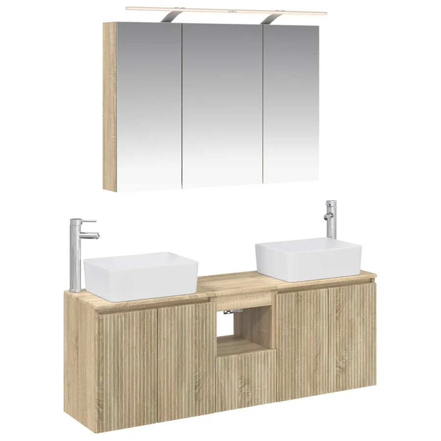 Ensemble d'armoire de salle de bain 4 pcs Chêne Sonoma - 2