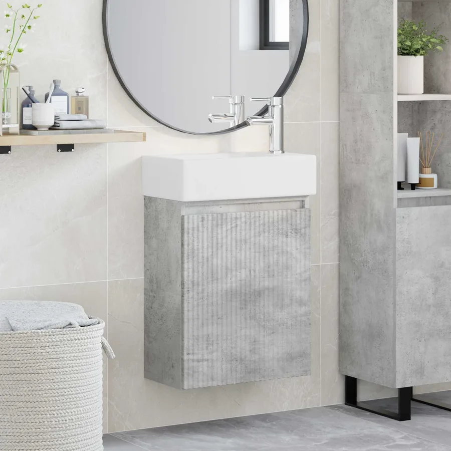 Meuble de salle de bain avec robinet Gris béton