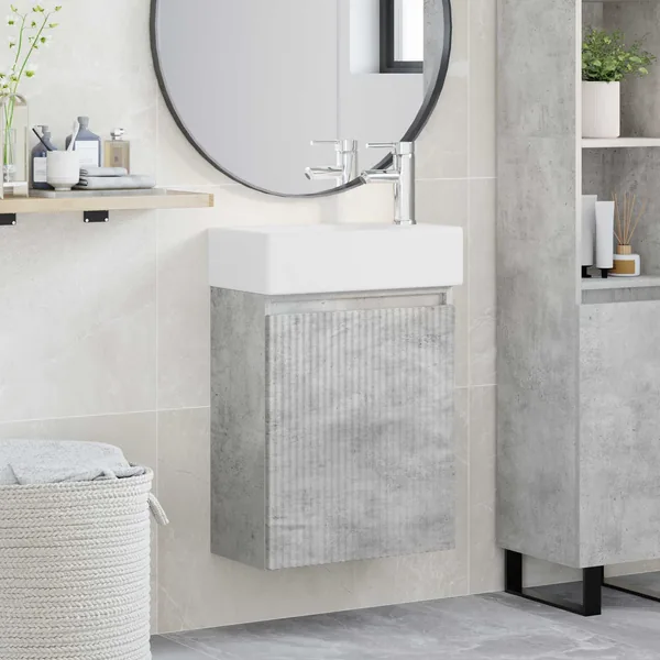 Meuble de salle de bain avec robinet Gris béton