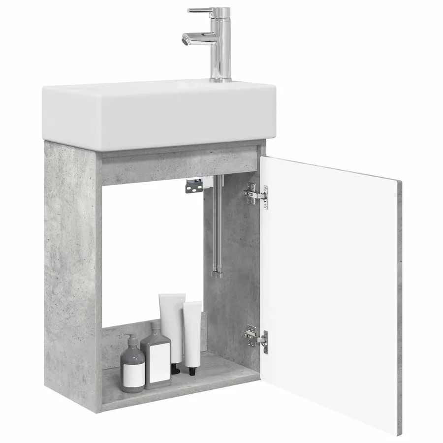 Meuble de salle de bain avec robinet Gris béton - 3