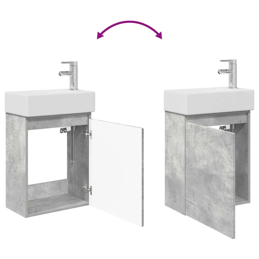 Meuble de salle de bain avec robinet Gris béton - 9