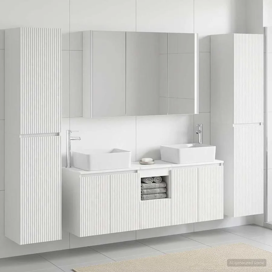 Ensemble de mobilier de salle de bain 6 pcs Blanc