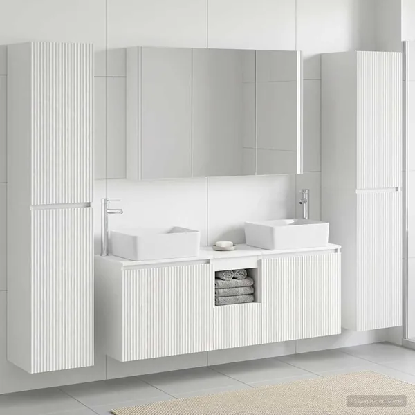 Ensemble de mobilier de salle de bain 6 pcs Blanc