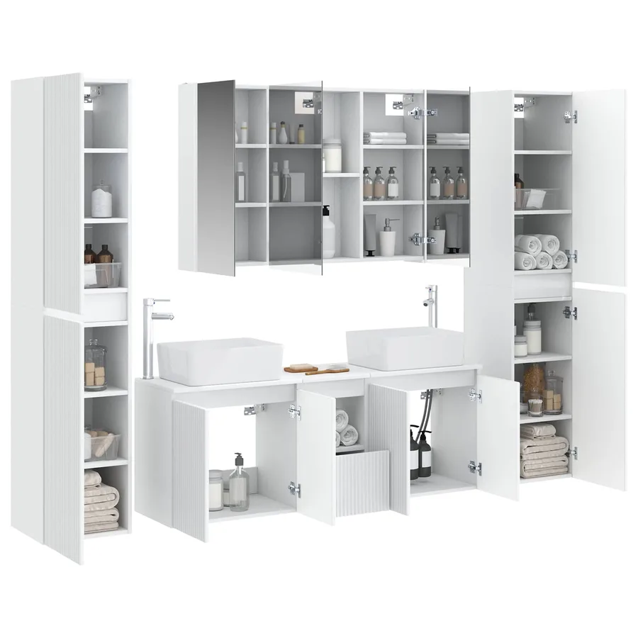 Ensemble de mobilier de salle de bain 6 pcs Blanc - 3