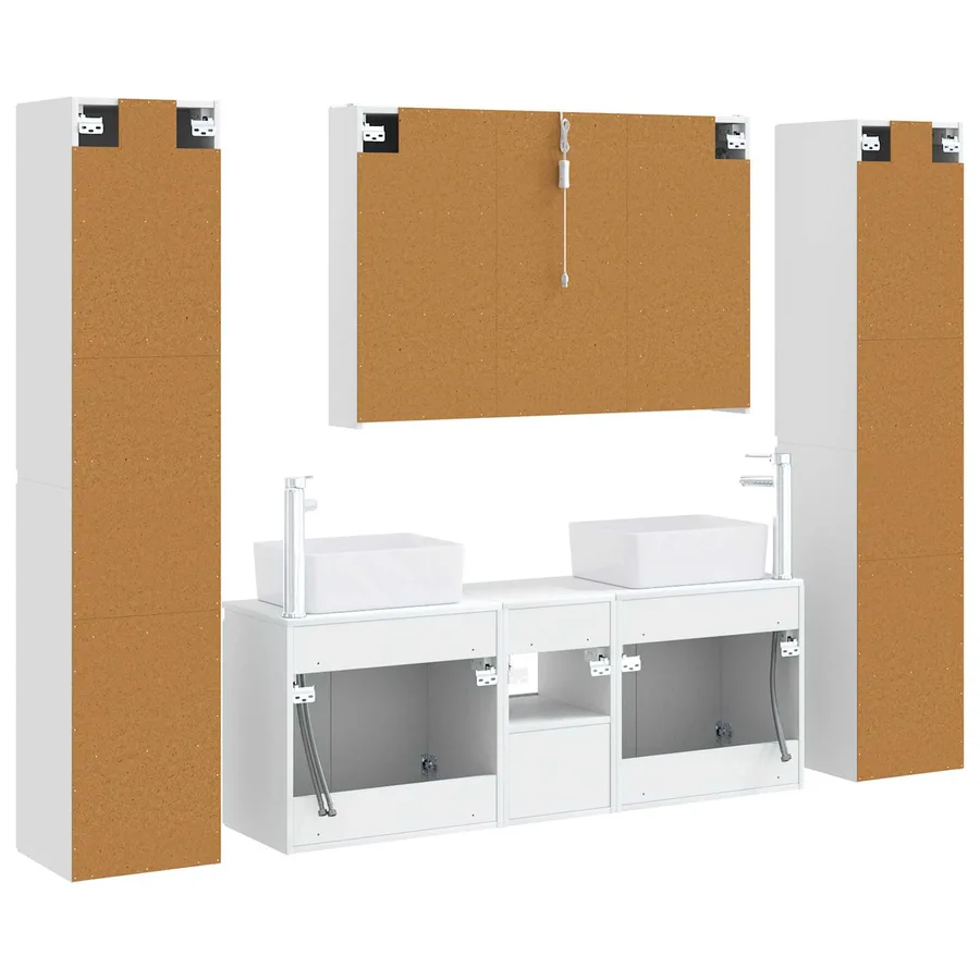 Ensemble de mobilier de salle de bain 6 pcs Blanc - 9