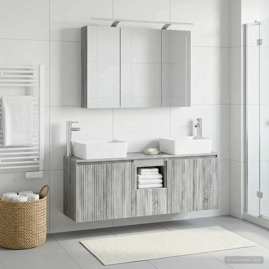 Ensemble d'armoire de salle de bain 4 pcs Sonoma gris