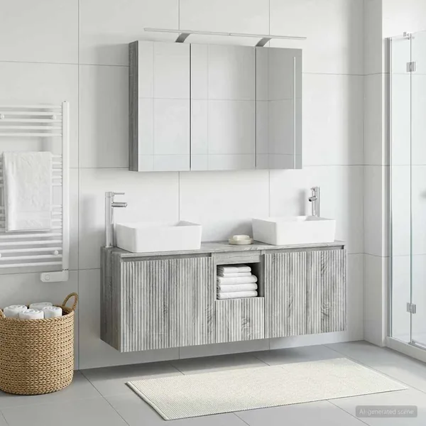 Ensemble d'armoire de salle de bain 4 pcs Sonoma gris