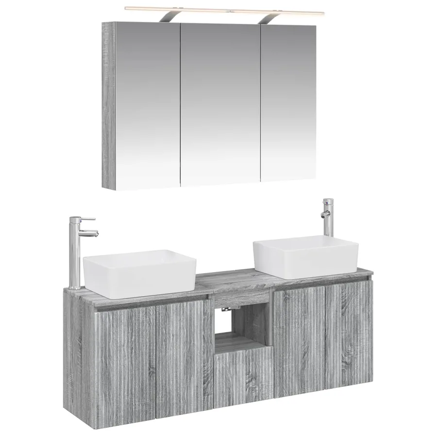 Ensemble d'armoire de salle de bain 4 pcs Sonoma gris - 2