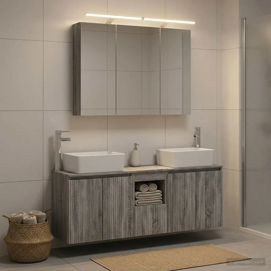 Ensemble d'armoire de salle de bain 4 pcs Sonoma gris - 4
