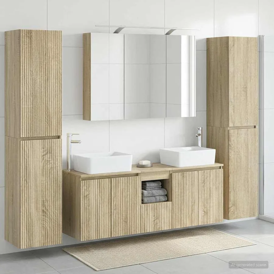 Ensemble de mobilier de salle de bain 6 pcs Chêne Sonoma