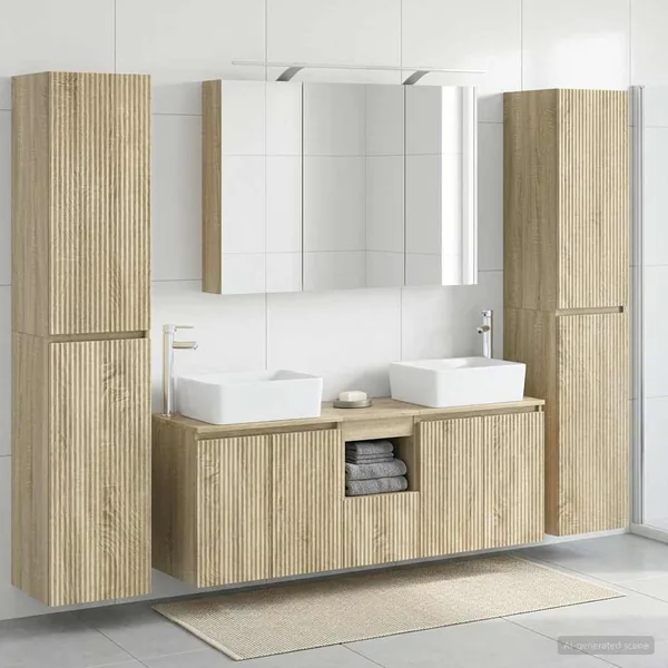 Ensemble de mobilier de salle de bain 6 pcs Chêne Sonoma