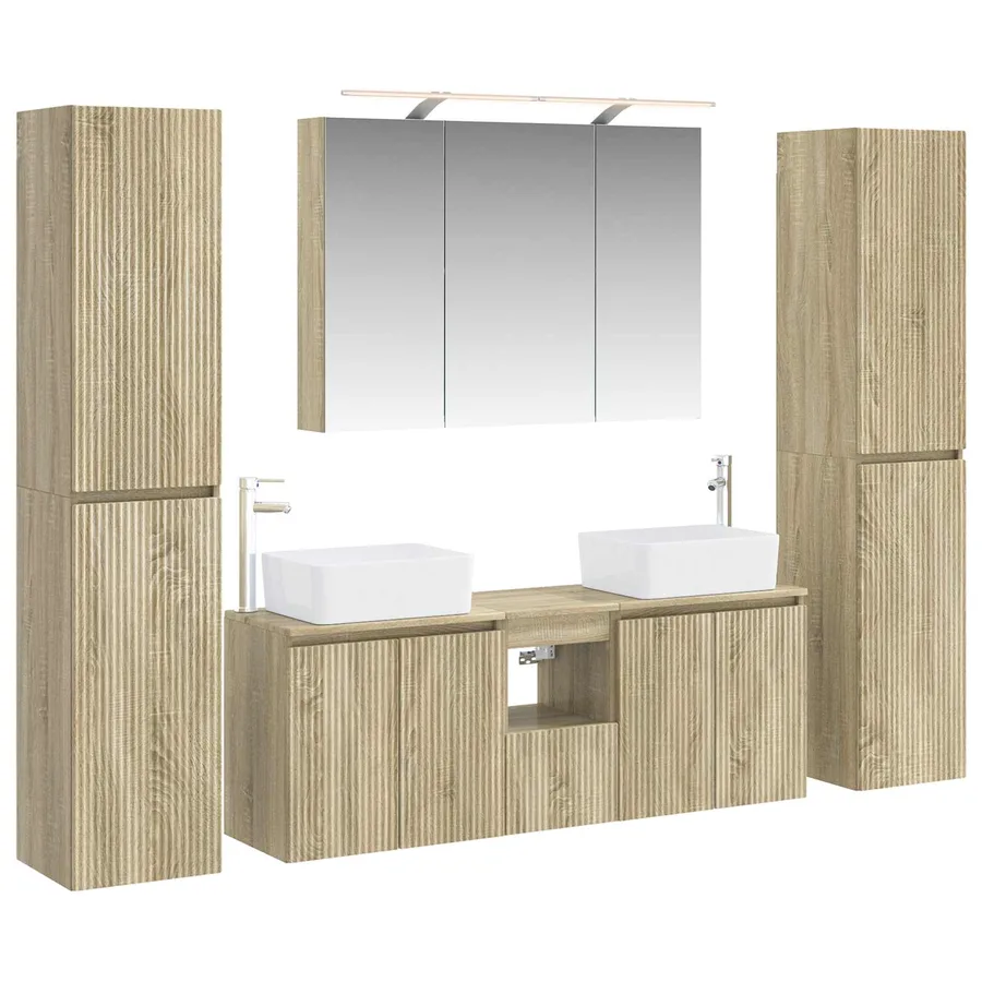 Ensemble de mobilier de salle de bain 6 pcs Chêne Sonoma - 2