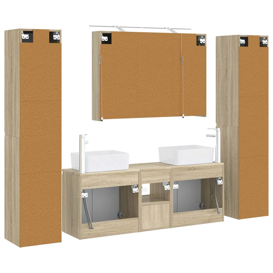 Ensemble de mobilier de salle de bain 6 pcs Chêne Sonoma - 9