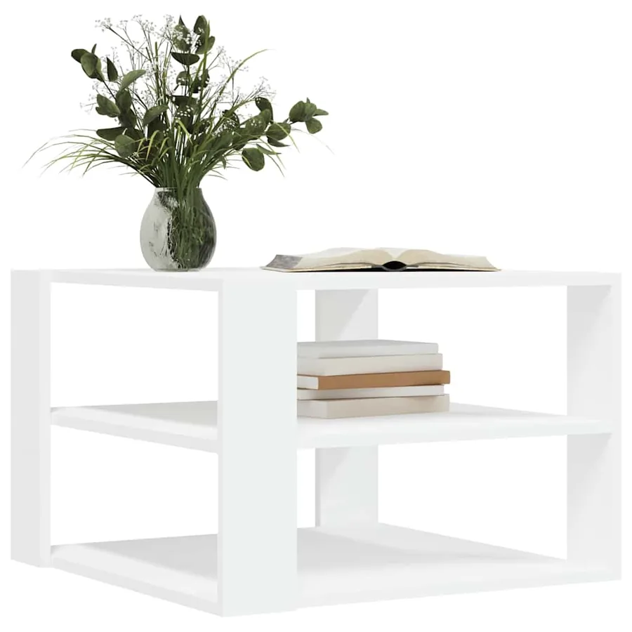 Table basse blanc 58x58x40 cm bois d'ingénierie - 3