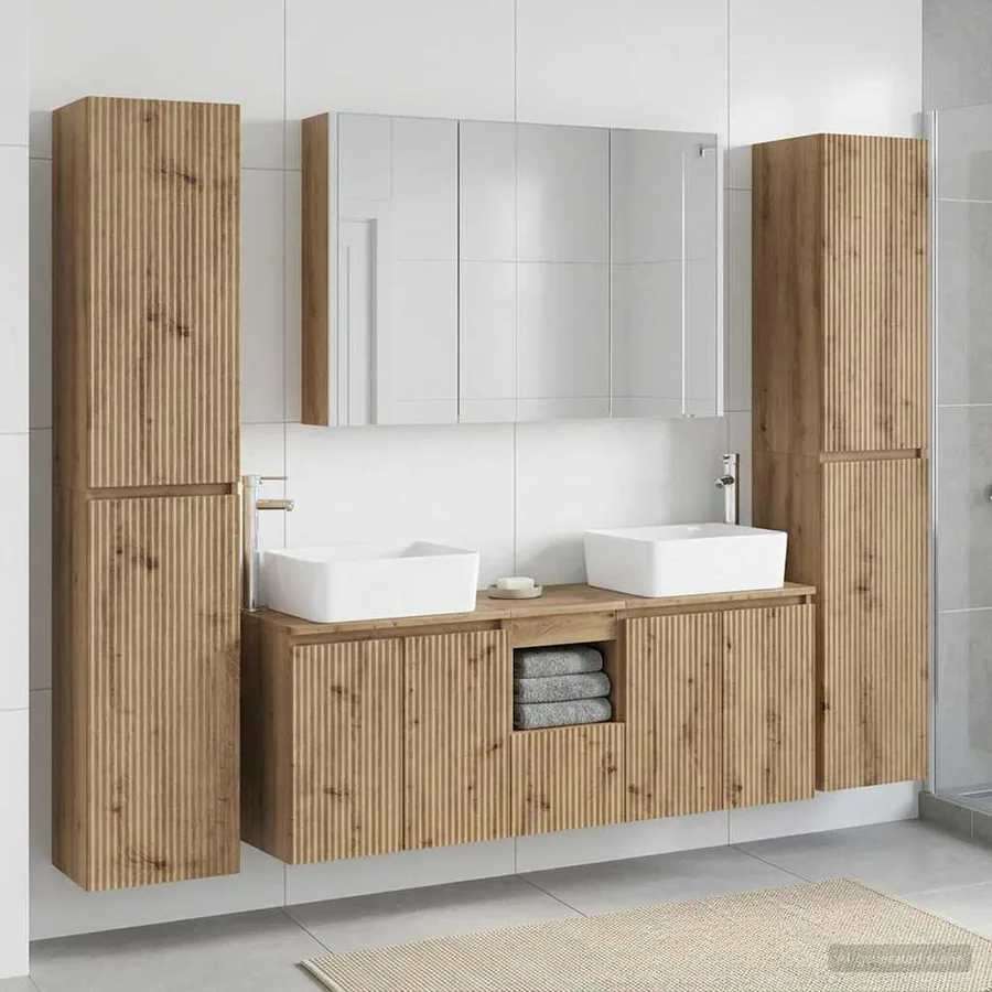 Ensemble de mobilier de salle de bain 6 pc Chêne artisanal
