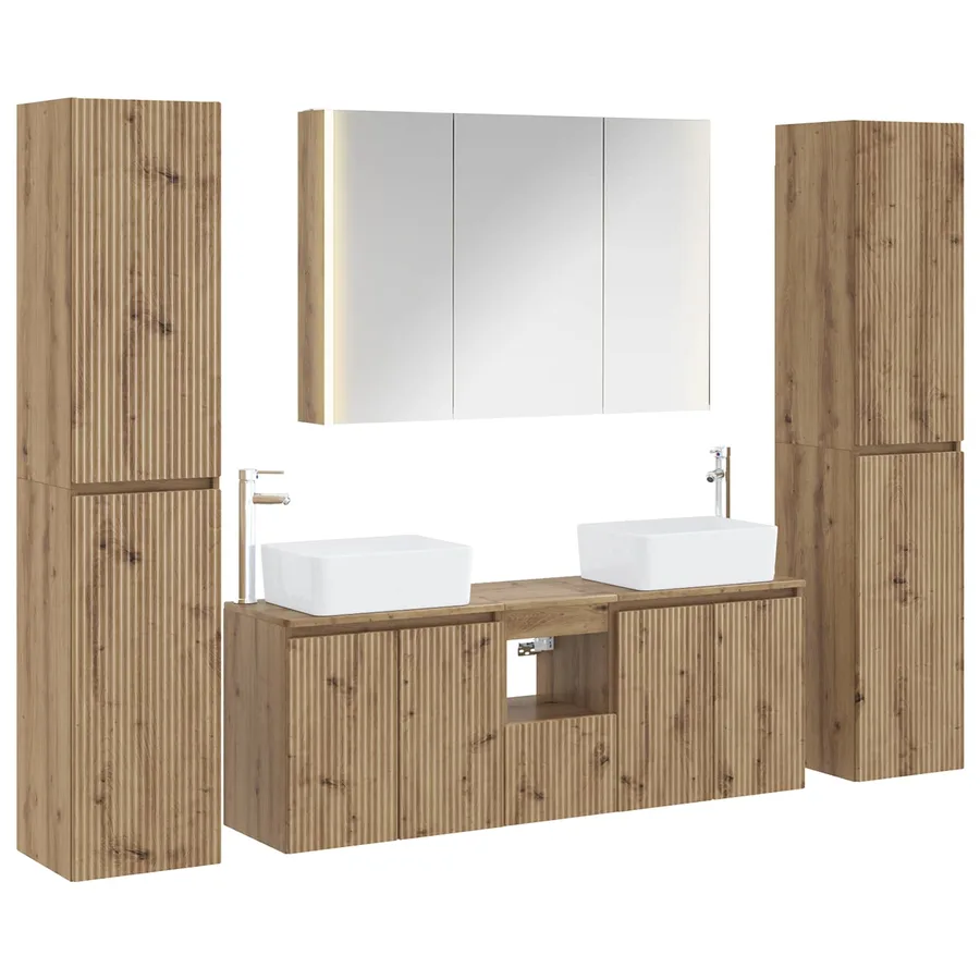 Ensemble de mobilier de salle de bain 6 pc Chêne artisanal - 2