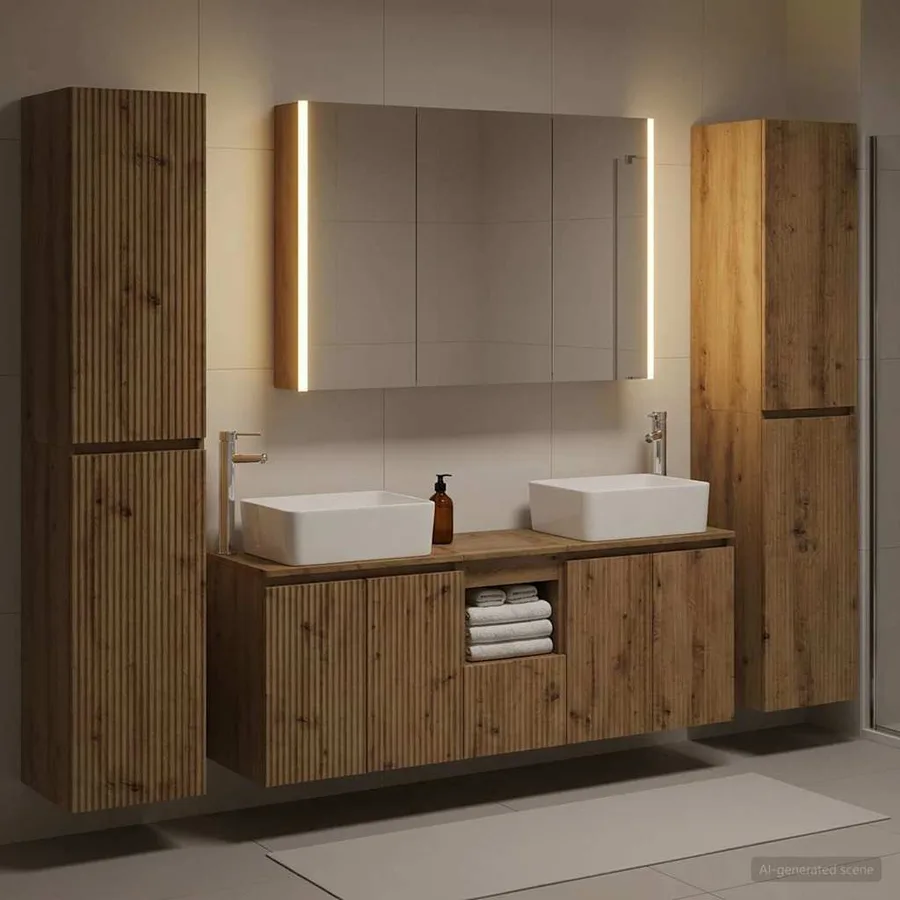 Ensemble de mobilier de salle de bain 6 pc Chêne artisanal - 4