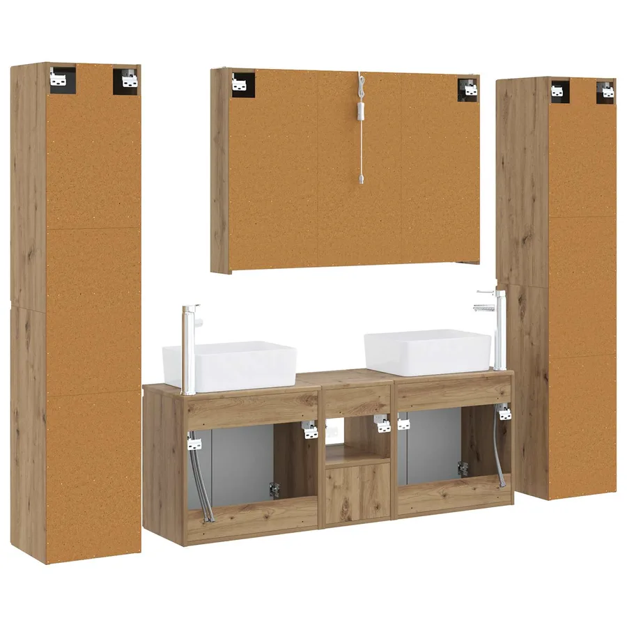 Ensemble de mobilier de salle de bain 6 pc Chêne artisanal - 9