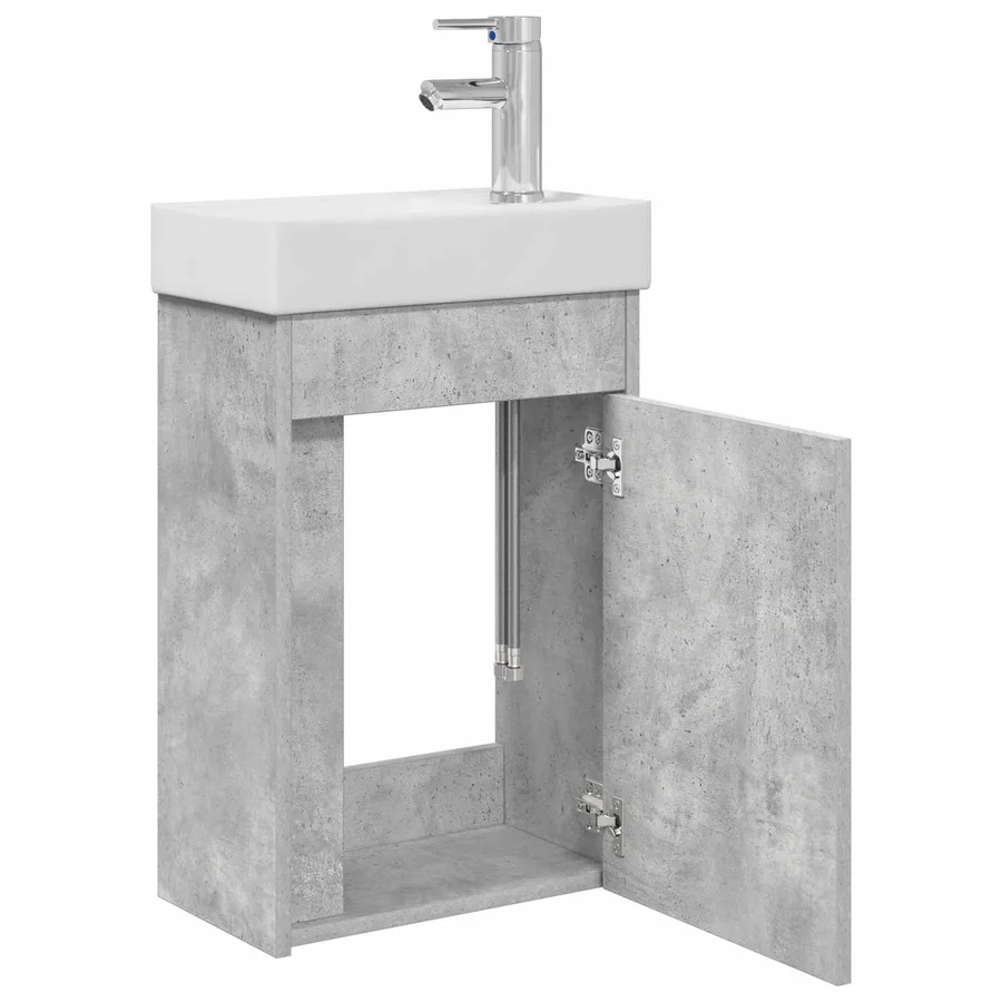 Meuble de salle de bain avec robinet Gris béton - 4