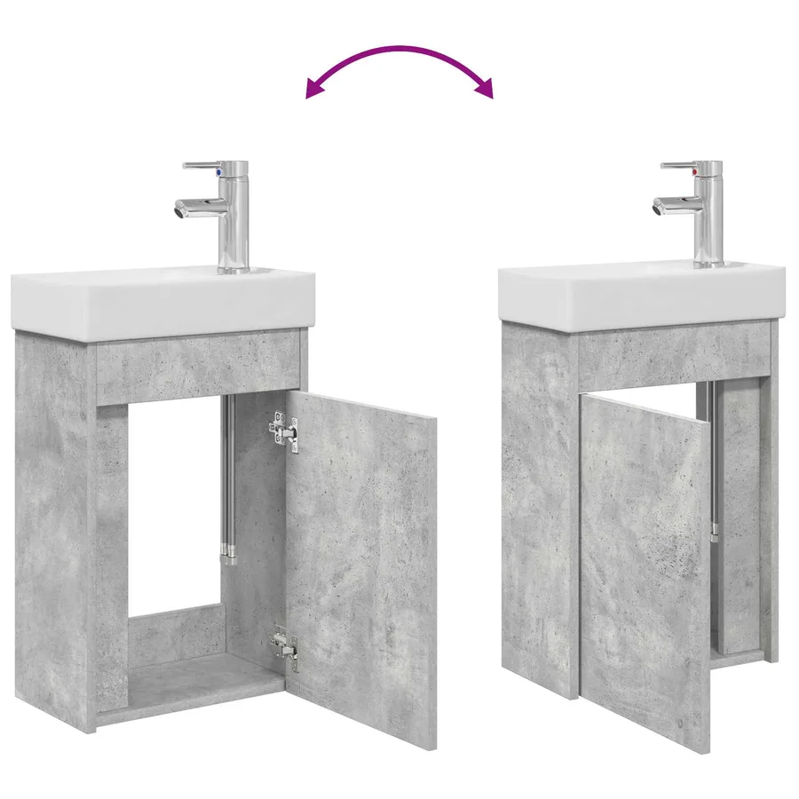 Meuble de salle de bain avec robinet Gris béton - 9