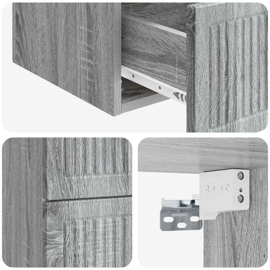 Cabinet de chevet mural 2 pcs Sonoma gris 33 x 34,5 x 40 cm - 10
