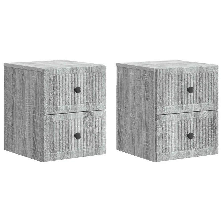Cabinet de chevet mural 2 pcs Sonoma gris 33 x 34,5 x 40 cm - 2