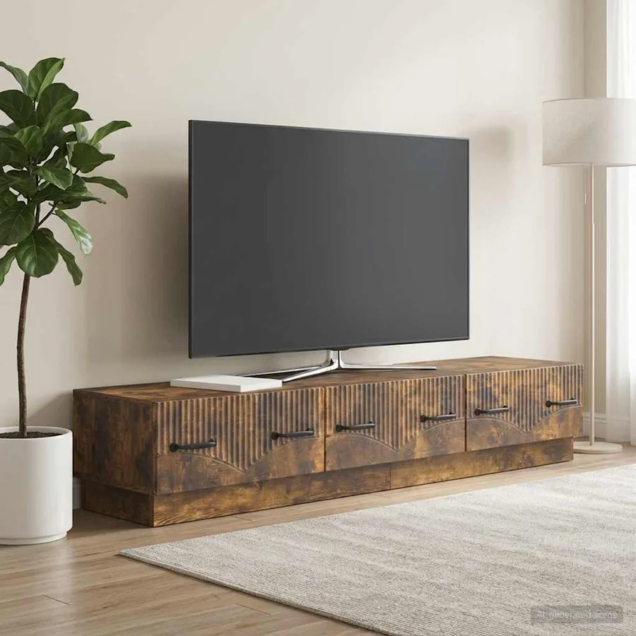 Meuble TV Chêne fumé 147 x 34,5 x 27 cm Bois d'ingénierie