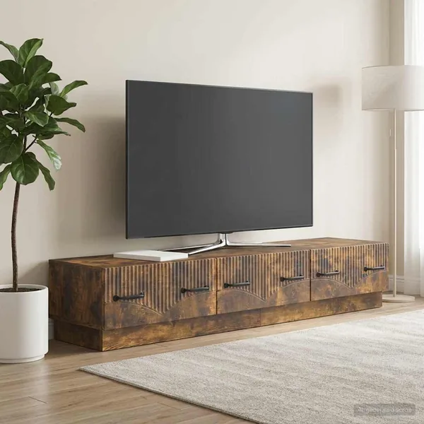 Meuble TV Chêne fumé 147 x 34,5 x 27 cm Bois d'ingénierie