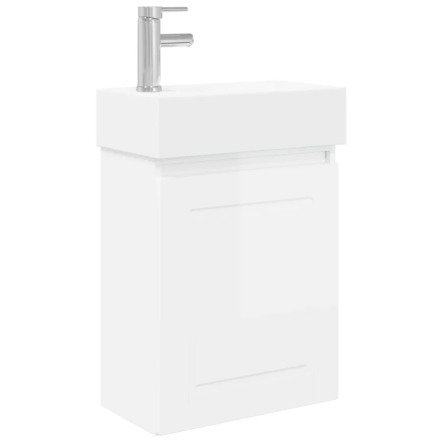 Meuble de salle de bain avec robinet Blanc brillant - 2