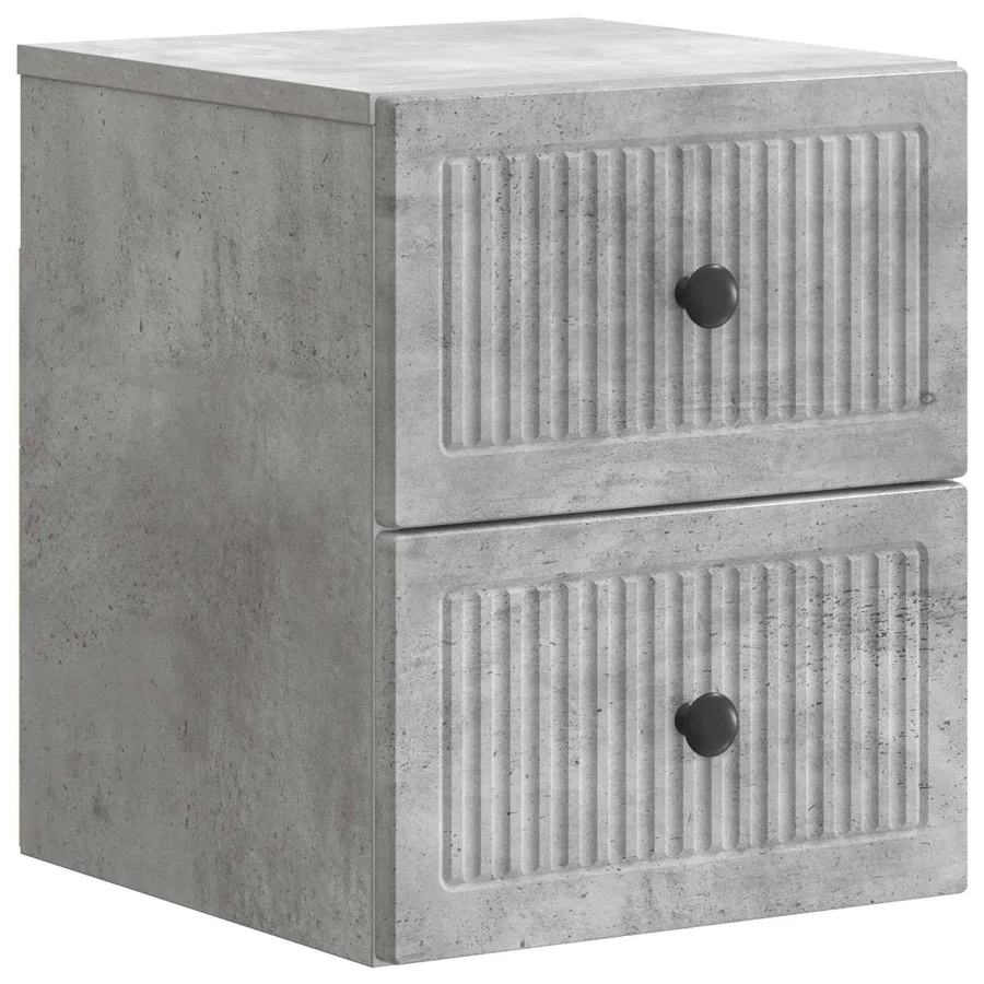 Cabinet de chevet mural Gris béton 33 x 34,5 x 40 cm - 2