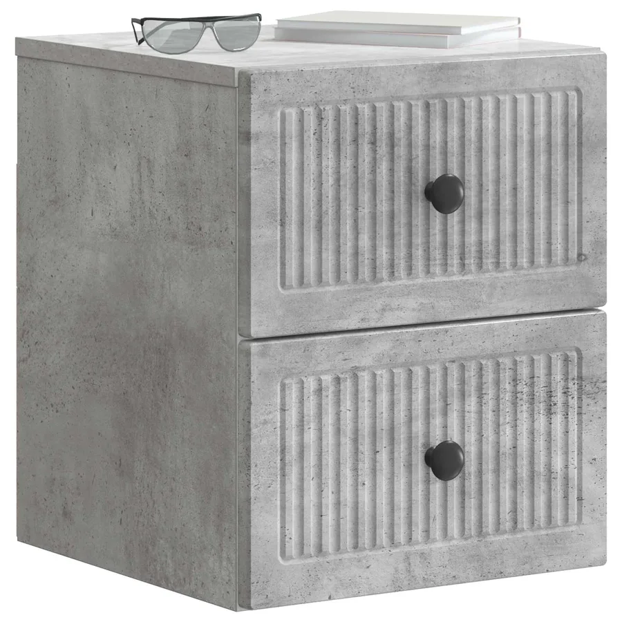 Cabinet de chevet mural Gris béton 33 x 34,5 x 40 cm - 3
