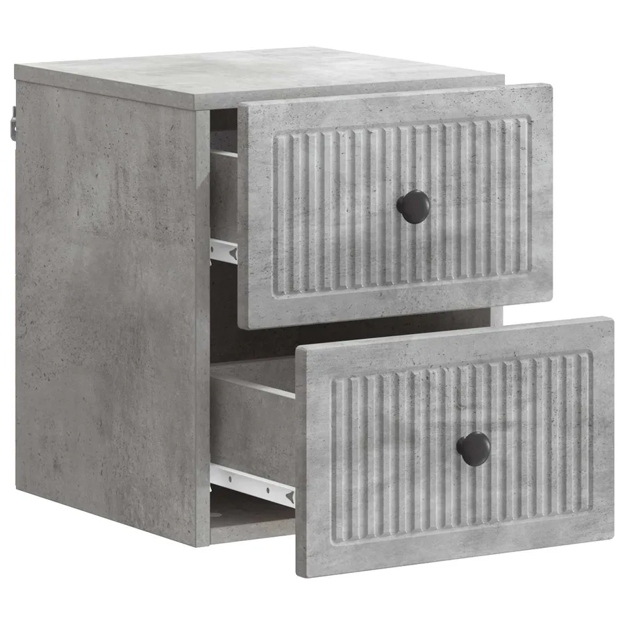 Cabinet de chevet mural Gris béton 33 x 34,5 x 40 cm - 4