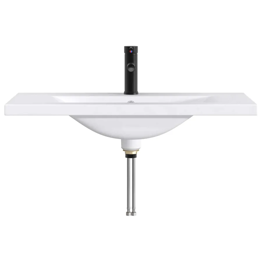Lavabo de salle de bains Noir Mat 81 x 40 x 17,5 cm métal - 4