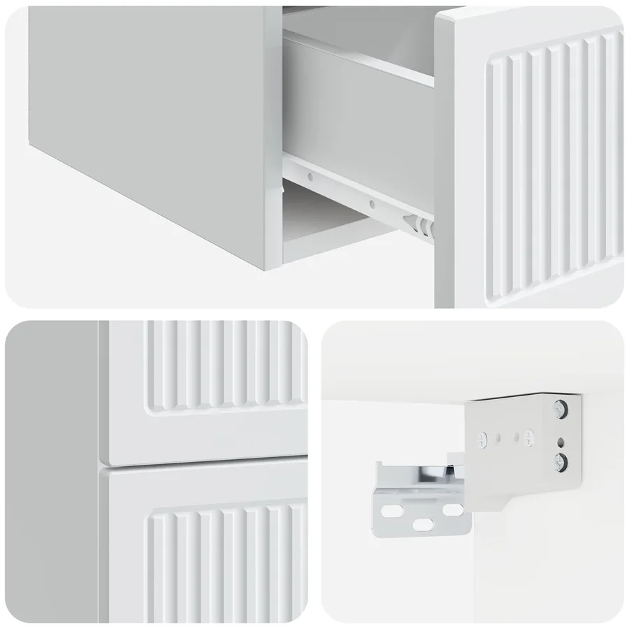 Cabinet de chevet mural 2 pcs Blanc 33 x 34,5 x 40 cm - 10