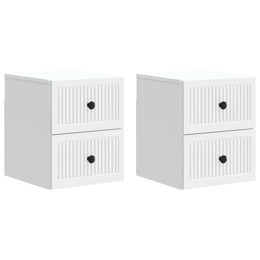 Cabinet de chevet mural 2 pcs Blanc 33 x 34,5 x 40 cm - 2