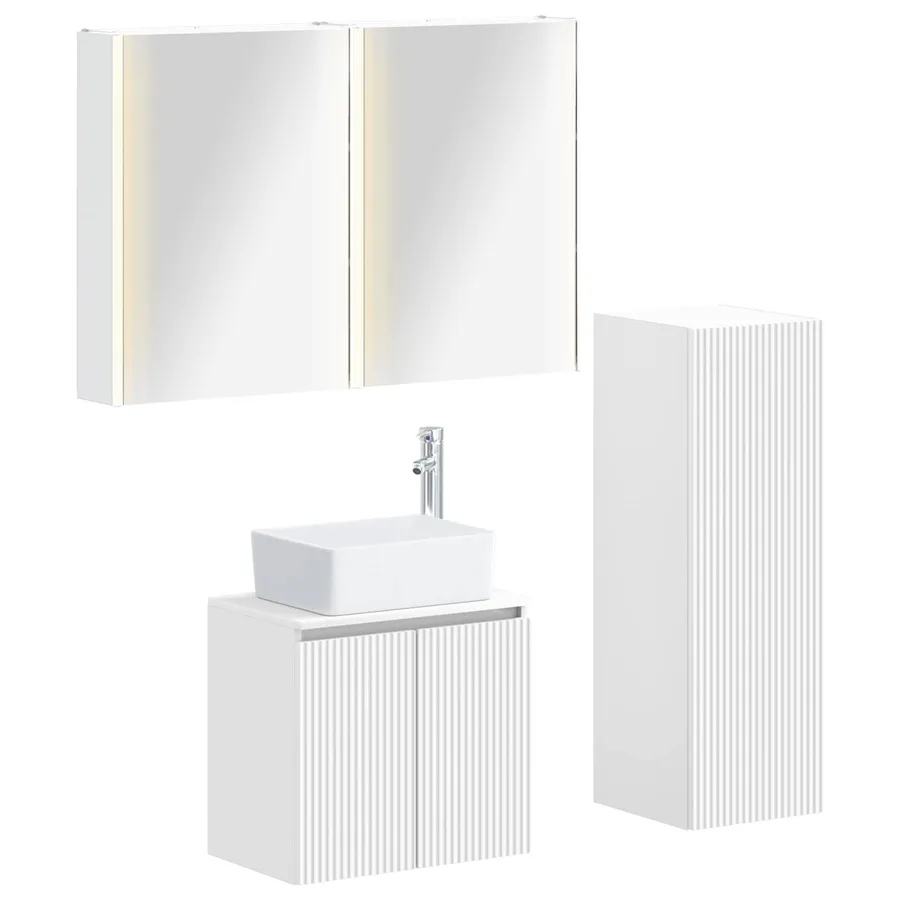 Ensemble de mobilier de salle de bain 4 pcs Blanc - 2