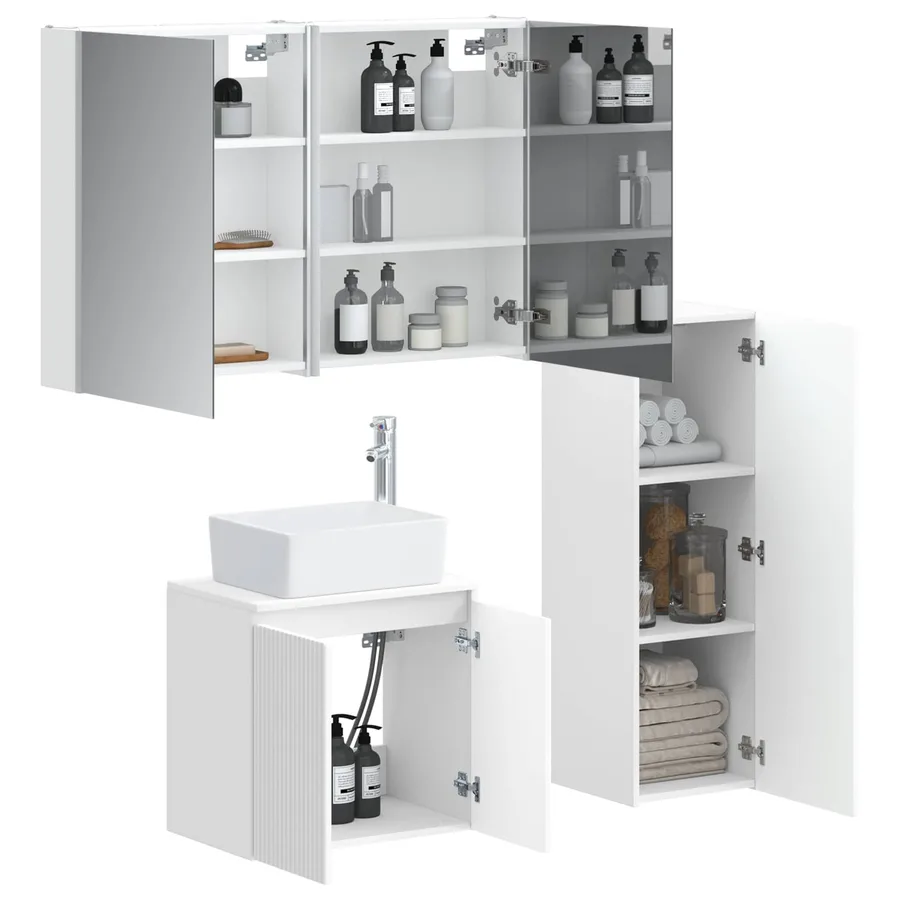 Ensemble de mobilier de salle de bain 4 pcs Blanc - 3