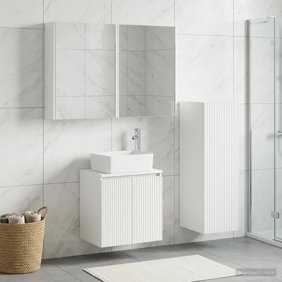 Ensemble de mobilier de salle de bain 4 pcs Blanc - 4