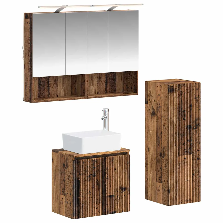Ensemble de mobilier de salle de bain 4 pcs Bois ancien - 2