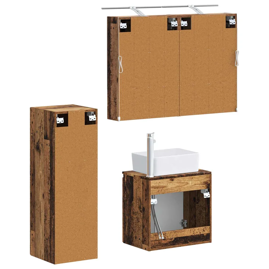 Ensemble de mobilier de salle de bain 4 pcs Bois ancien - 5