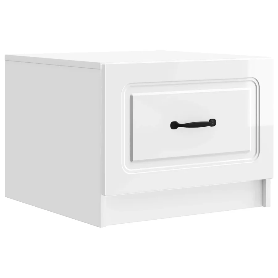 Table basse Blanc brillant 49 x 50 x 37 cm Bois d'ingénierie - 2