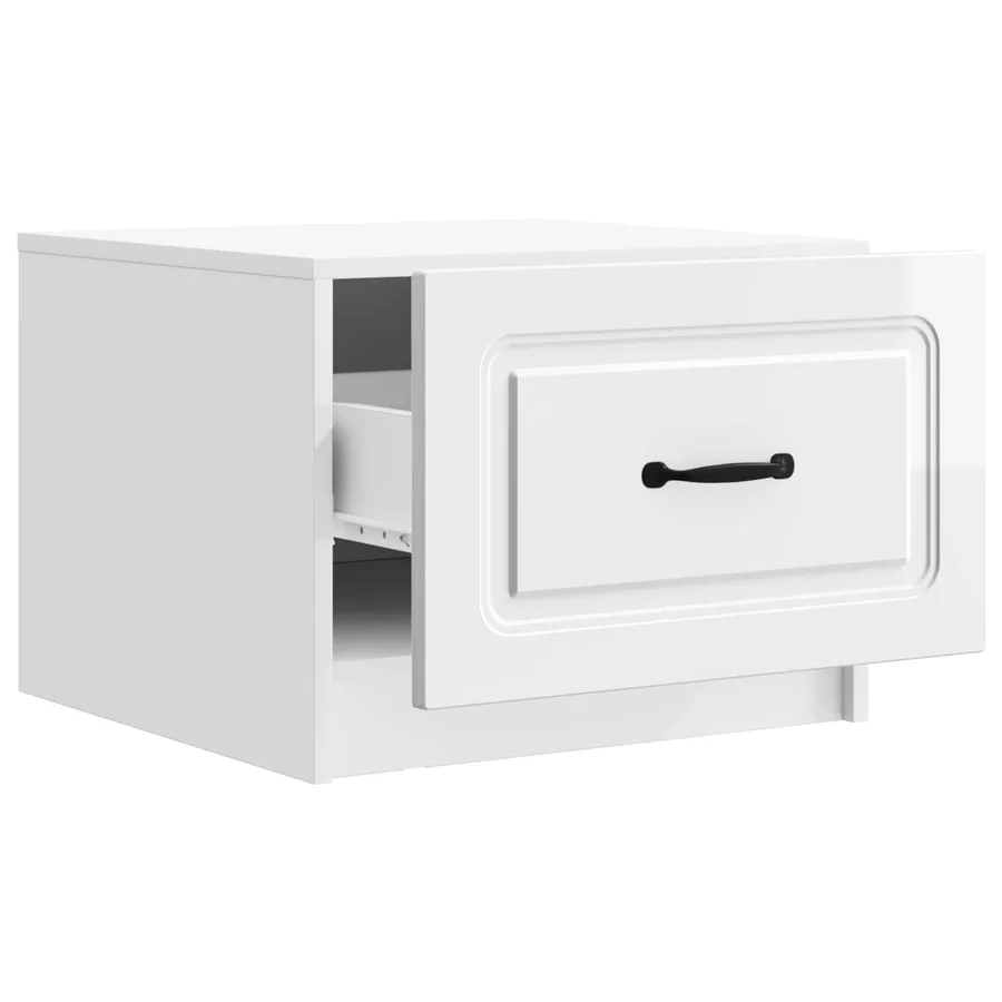 Table basse Blanc brillant 49 x 50 x 37 cm Bois d'ingénierie - 4
