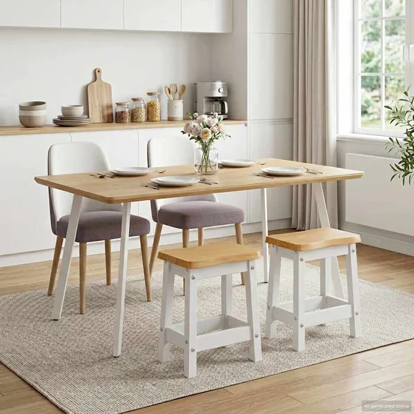 Tabouret de bar EKAI 2 pcs Blanc 40 x 29 x 45,5 cm